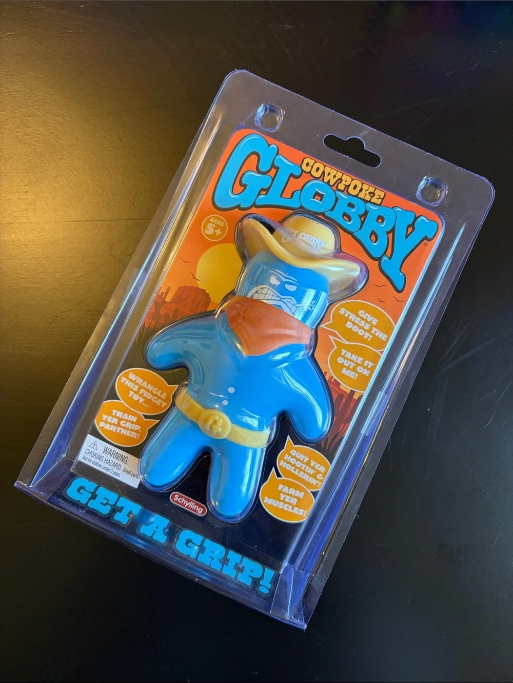 Schylling Cowpoke Globby- Blue Kids Toy - Branded Stress Figure